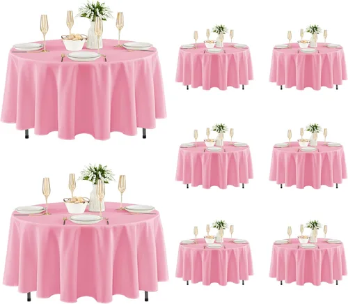Miniatura 34 de Fitable - Paquete de 6 manteles redondos blancos - 120 pulgadas de diámetro - Manteles resistentes a las manchas y lavables, manteles de poliéster