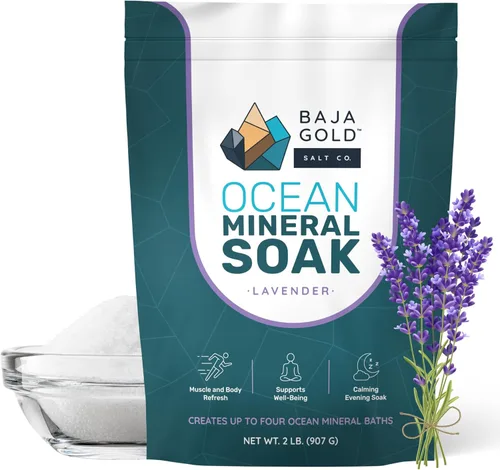 Baja Gold Ocean Mineral Soak – Remojo de baño de magnesio natural y oligoelementos | Remojo relajante y limpio de ingredientes para baño, músculos,