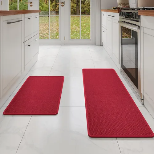 Miniatura 30 de YDKGL Tapetes de cocina para piso, alfombras de cocina súper absorbentes, antideslizantes, lavables, de lino sintético suave trenzado, alfombra