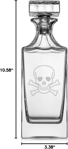 Miniatura 2 de Decantador de whisky de vidrio de 30 oz con tapón de vidrio Cráneo Cráneo