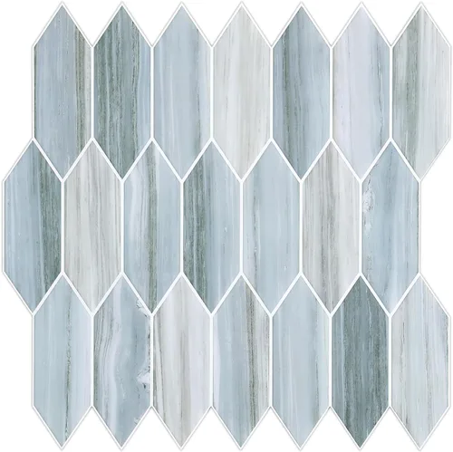 Miniatura 9 de Tilingview 10 piezas de azulejos de pelar y pegar para salpicaduras de cocina, diseño de tiras, azulejos de vinilo autoadhesivos, adhesivo de pared