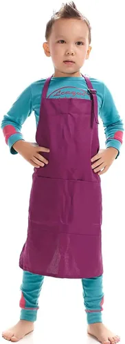 Miniatura 10 de Niños Art Smock Niños Pintura Babero Delantal Kit Artesanía 2 Bolsillos Espaciosos Rojo