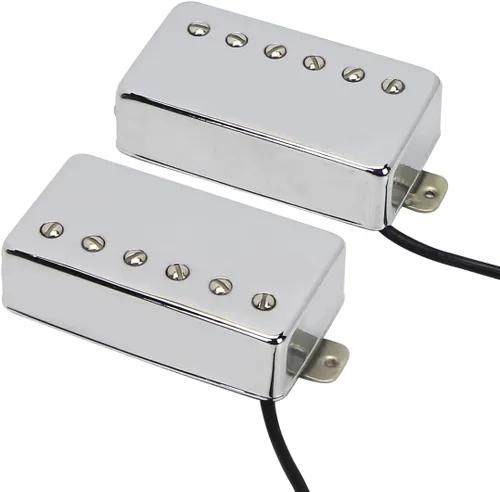 Miniatura 4 de FLEOR Juego de pastillas de guitarra Humbucker de cerámica para cuello de guitarra + puente de recogida cromado. Se ajusta a guitarras eléctricas