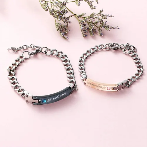 Miniatura 5 de redrain Juego de 2 pulseras ajustables para parejas, para él o ella, para aniversario, cumpleaños, día de San Valentín, regalos de Navidad