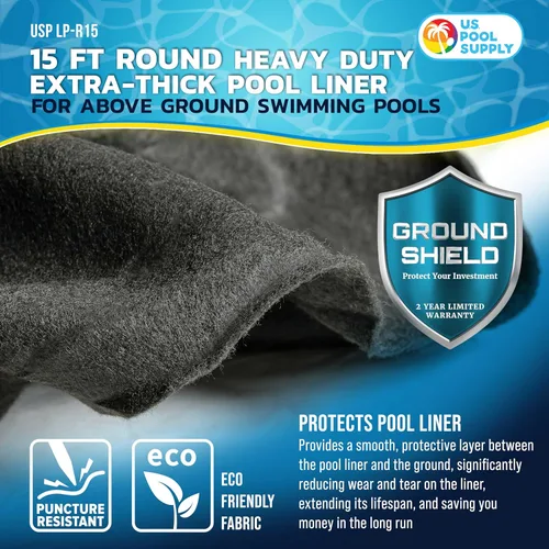 Miniatura 2 de U.S. Pool Supply Ground Shield - Almohadilla para revestimiento de piscina redonda de 15 pies de servicio pesado para piscinas sobre el suelo