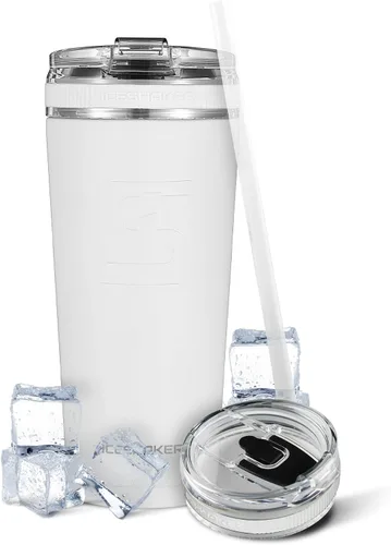 Miniatura 13 de Ice Shaker Vaso de 26 onzas, botella de agua aislada con popote, botella de acero inoxidable, como se ve en Shark Tank, botella de agua con pajita