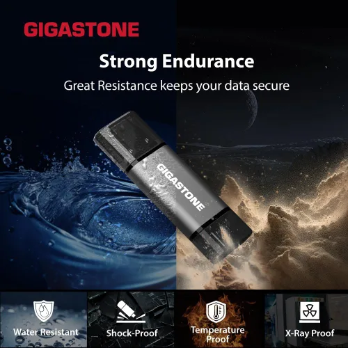 Miniatura 6 de GIGASTONE - Unidad flash USB dual de 128 GB, USB 3.2 Gen 1, USB C+A 2 en 1, velocidad de hasta 100 MB/s, diseño de tapa de cabeza, Plug & Play