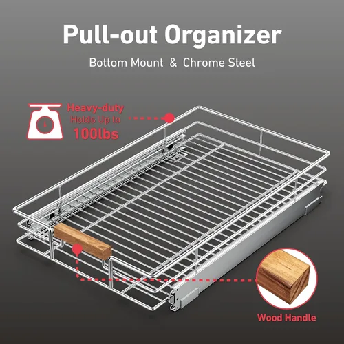 Miniatura 2 de Mount Walker Organizador de gabinete extraíble (14 pulgadas de ancho x 21 pulgadas de profundidad), estantes de despensa deslizables resistentes
