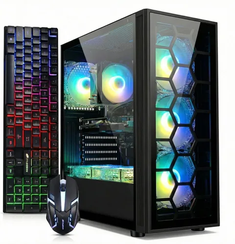 Miniatura 7 de STGAubron PC para juegos de doble CPU, Intel i7 Xeon E5 dual hasta 3.7GHz, Radeon RX 580 8G, 16G DDR4, 512G SSD, WiFi 6, BT 5.0, ventilador RGB x 4