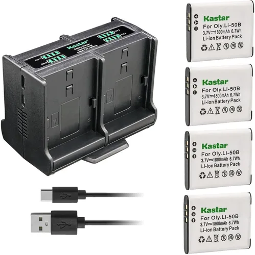 Miniatura 8 de Kastar Cargador de batería cuádruple compatible con batería Ricoh DB-100, cargador Ricoh BC-J10, Ricoh CX3, CX4, CX5, CX6, HZ15 cámaras digitales
