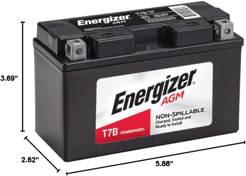 Miniatura 5 de Energizer Batería T7B AGM para motocicleta y ATV de 12 V, 85 amperios de arranque en frío y 6 Ahr. Reemplaza: YTX7B-BS y otros