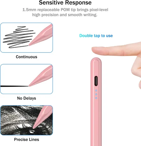 Miniatura 5 de Cisteen Lápiz óptico para iPad 2026-2018 con carga más rápida, lápiz sensor de inclinación compatible con iPad 10/9/8/7/6, 11th A16, Air 11/13 Rosa