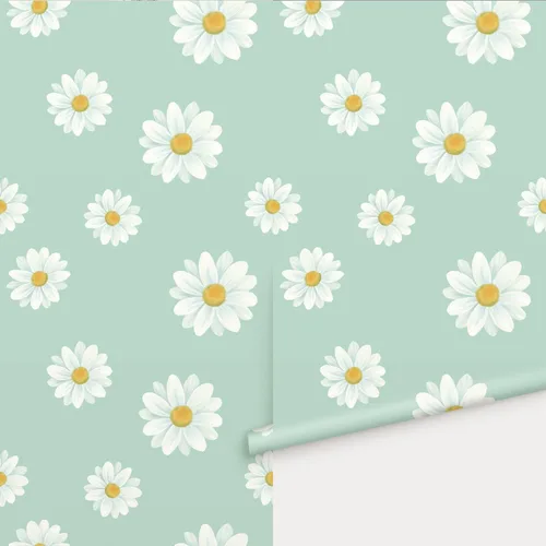 JAHUL Papel tapiz de margaritas para despegar y pegar, diseño floral, lindo autoadhesivo, extraíble, papel tapiz de flores en papel tapiz/papel