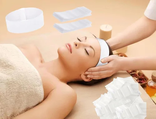 Miniatura 4 de 100 diademas faciales desechables para mujeres, envueltas individualmente, elásticas, para maquillaje, para tratamientos faciales, cuidado