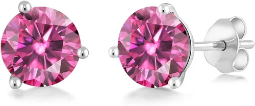 Miniatura 94 de Gem Stone King Aretes de oro de 14 quilates, 0.236 in, piedra natal redonda, Martini, 3 puntas, aretes de oro para mujer