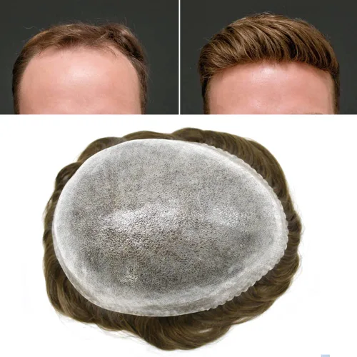 Miniatura 45 de Toupee Hair Piece For Men 100% Real Human Hair System Natural Looking Hairpieces For Men Hair Units Protesis Capilar Para Hombre 8''X10'' #610#6