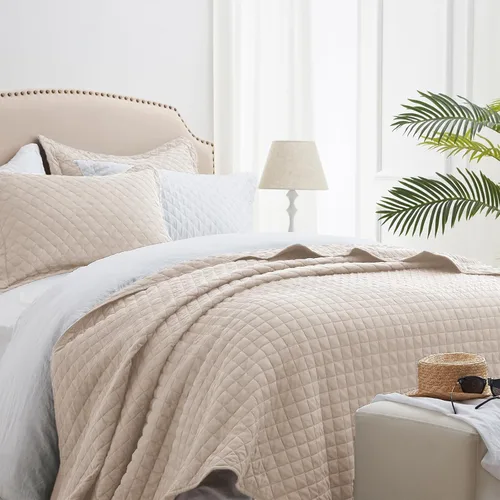 Miniatura 11 de SunStyle Home Colchas Tamaño Queen Verde Oliva, Cubrecamas Edredón Ligero, Juego de Ropa de Cama Tamaño Full Queen, Colcha Coverlet con Costuras 01