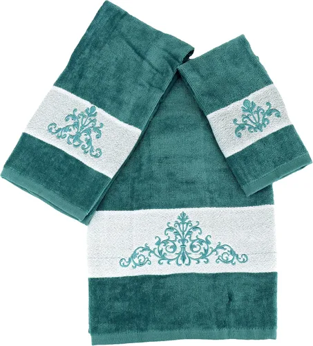 Miniatura 10 de Marina Decoration Juego de toallas de lujo premium ultra suave 100% algodón bordado para baño, moderno, 3 piezas, diseño cuadrado negro Cuadrado
