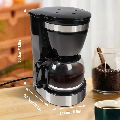 Miniatura 2 de Cafetera de goteo de 10 tazas, cafetera antigoteo de un solo toque con jarra de filtro reutilizable, para mantener el calor, cuchara, cafetera
