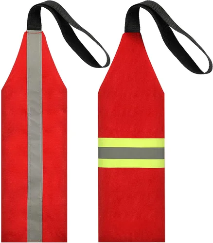 Ohmfluke Bandera de seguridad para kayak, 2 piezas, reflectante, color rojo, advertencia, bandera de viaje con cincha para kayak, canoas, remolque,