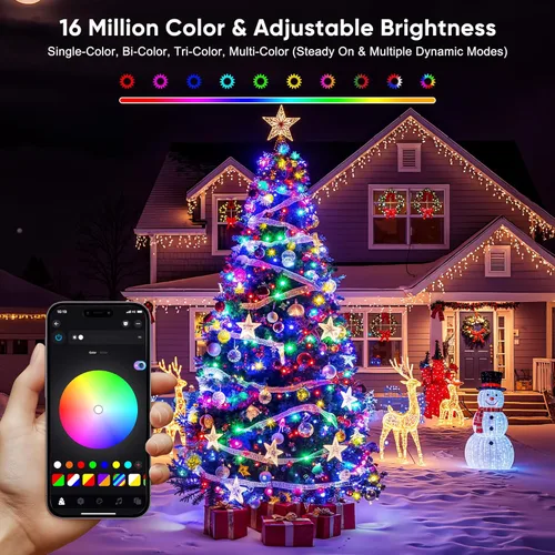 Miniatura 2 de Ollny - Luces de Navidad inteligentes de 131 pies, 400 LED, luces de árbol de Navidad que cambian de color con control remoto y aplicación, luces