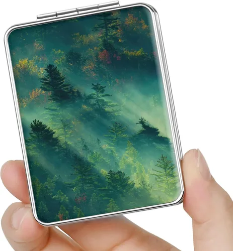 Miniatura 25 de Espejo de bolsillo, pequeño espejo de viaje con aumento, espejo cosmético portátil de doble cara con aumento para uso diario (2 flores)