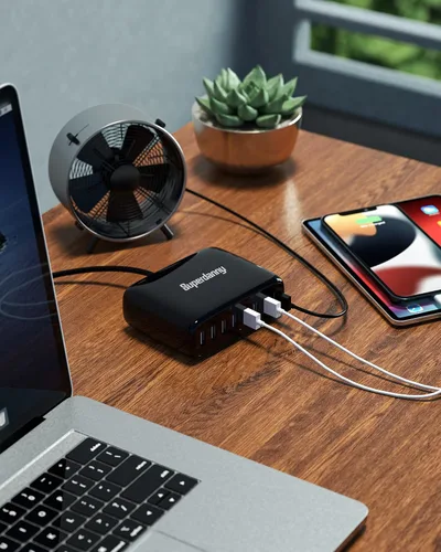 Miniatura 7 de Estación de carga USB, estación de carga de escritorio SUPERDANNY de 8 puertos para múltiples dispositivos, compatible con iPhone Negro