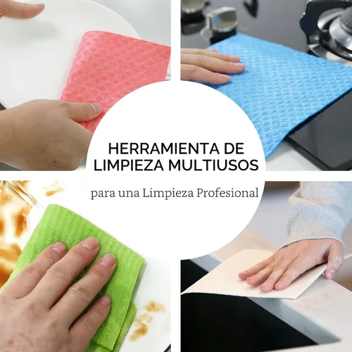 Miniatura 8 de Paños de esponja de celulosa sueca para platos, paquete de 10 paños de limpieza ecológicos, sin olor, reutilizables, para cocina, absorbente