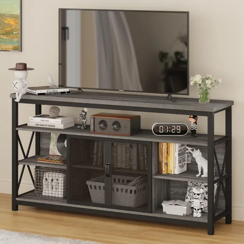 Miniatura 10 de BON AUGURE Tall TV Stand for TVs up to 65 Inch, Industrial Wood Entertainment Center with Storage Cabinet, Modern TV Media Console for Living Room