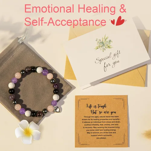 Miniatura 5 de Pulseras de regalo inspiradoras para mujer, pulseras de piedra natural curativa, regalos de recupérate pronto para mujeres, mejores amigas, hermanas