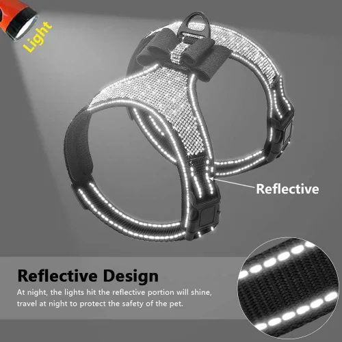Miniatura 2 de Arnés de perro Beirui con strass - Chaleco reflectante brillante de nylon para perros con lazo brillante para perros pequeños, medianos y grandes