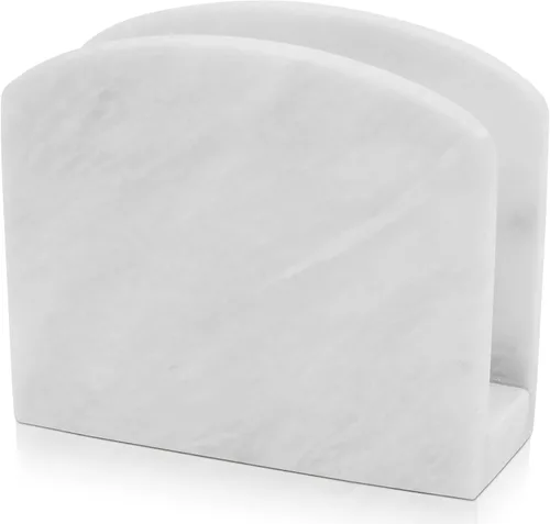 Radicaln Servilletero de mármol de 5.5 pulgadas hecho a mano blanco para mesa de comedor, servilletero, simple y moderno, soporte para toallas de