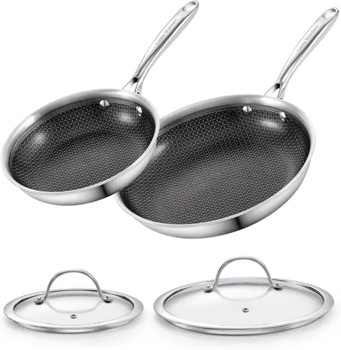 Miniatura 12 de Cooks Standard Sartén antiadherente híbrida de 8 pulgadas con revestimiento de varias capas, sartén de acero inoxidable con tapas de vidrio