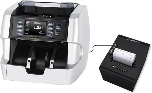 NUCOUN Máquina mezclada plata del contador del dinero de la denominación VC-7 y impresora térmica del recibo VCP-80 262.5 ft m