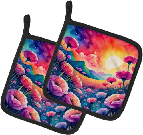 Miniatura 77 de Caroline's Treasures Juego de soportes para ollas de cocina coloridos de Asters, resistentes al calor, almohadillas calientes para cocinar, hornear