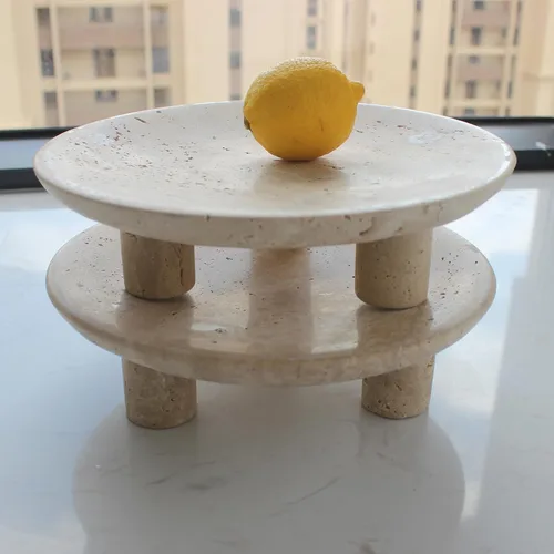 Miniatura 6 de Nawgnail Frutero de travertino hecho a mano para encimera de cocina de 10 pulgadas, cuenco decorativo grande para decoración del hogar, moderno