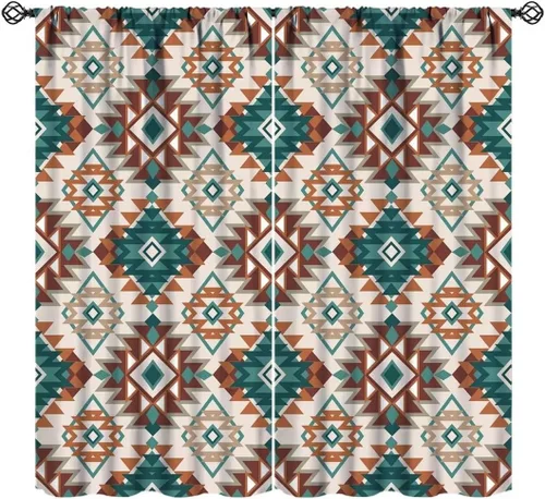 Miniatura 15 de Cortinas aztecas tribales, cortinas nativas, boho, cráneo, patrón tribal nativo, oscurecimiento de habitación, bolsillo para barra, tratamiento