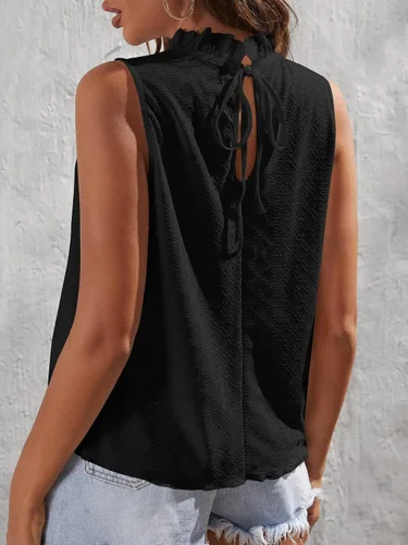 Miniatura 2 de Verdusa Blusa sin mangas con cuello alto falso para mujer