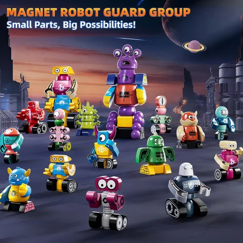 Miniatura 4 de Imanes Robot Juguetes de Construcción para Niños de 3-5 4-8 Años - 106 PIEZAS Juguetes de Monstruos Conjunto de Bloques de Construcción Apilables