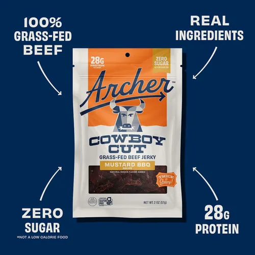Miniatura 4 de Country Archer Bbq de carne seca de res alimentada con hierba, aperitivo de carne sin azúcar, paquete de bocadillos de proteína sin azúcar, sabor a