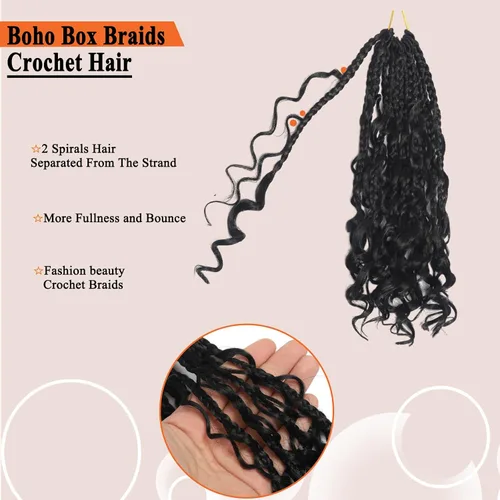 Miniatura 5 de Flagship 9 Paquetes Goddess Box Braids Cabello de Ganchillo para Mujeres Negras - 10 Pulgadas Pre-enrollado con Puntas Rizadas, Estilo Bohemio