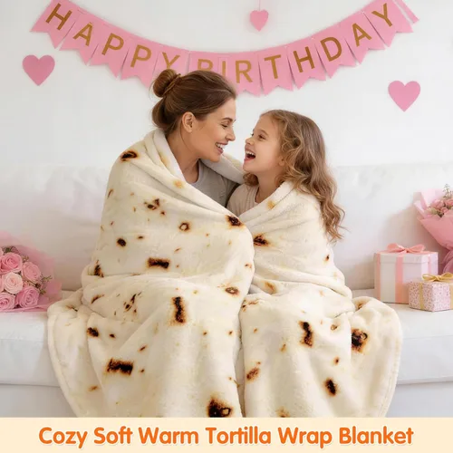 Miniatura 2 de CASOFU Manta Tipo Throw de Sherpa de Burritos de Tortilla de Harina Gigante, Manta de Taco de Sherpa Novedosa Suave y Cálida para Tu Familia. Sherpa