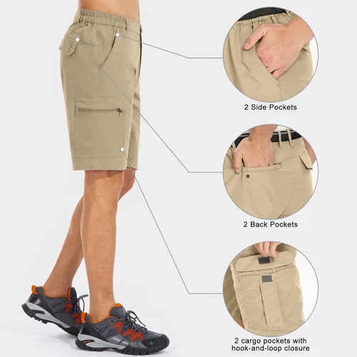 Miniatura 3 de Pantalones cortos de senderismo para hombre, de secado rápido, ligeros, transpirables, para exteriores, de carga., Beige