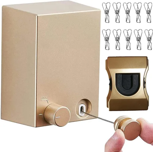 Miniatura 12 de Tendedero retráctil para exteriores e interiores, resistente de acero inoxidable ajustable con cuerda de secado de alambre con funda de ABS + 1