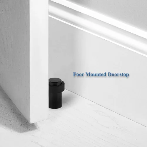 Miniatura 3 de Tope cilíndrico para puerta de montaje en suelo o pared, 1.8 pulgadas de altura, tope de puerta de acero inoxidable, goma negra, paquete de 4 Negro