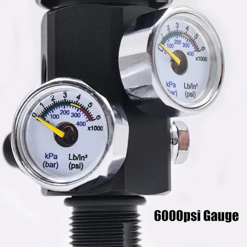 Miniatura 6 de Adaptador de Estación de Llenado de Válvula DIN 4500psi/300bar con Manguera de 20 Pulgadas y Medidor Dual para Cargar Tanque de Buceo, Paintball