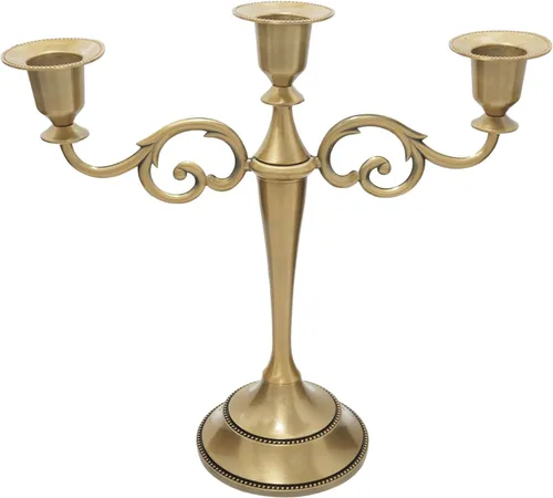 Miniatura 18 de Candelabro de 3 brazos de metal – Portavelas para candelabros para eventos formales, bodas, iglesia, decoración festiva, Halloween – Soporte Cobre