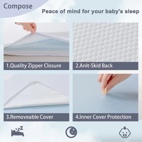 Miniatura 3 de Lisara Colchón para Moisés de Bebé, 30 x 18 pulgadas, Colchón de Espuma Viscoelástica de Gel de Doble Cara para Moisés con Cubierta Impermeable