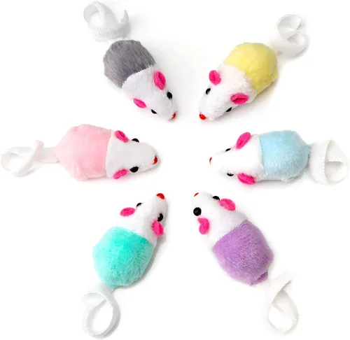 Miniatura 8 de CHIWAVA Paquete de 36 ratones interactivos pequeños de 1.8 pulgadas con sonajero de hierba gatera para gatos