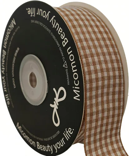 Miniatura 44 de Cinta de cuadros a cuadros vichy marrón 25 yardas cada rollo 100% poliéster (1 pulgada, marrón)